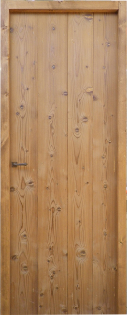 Porte d'interieur à lames verticales en pin thermotraité